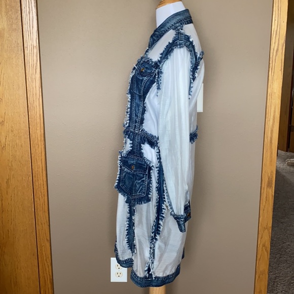 Adore denim and sheer snap front duster size S - Picture 4 of 6